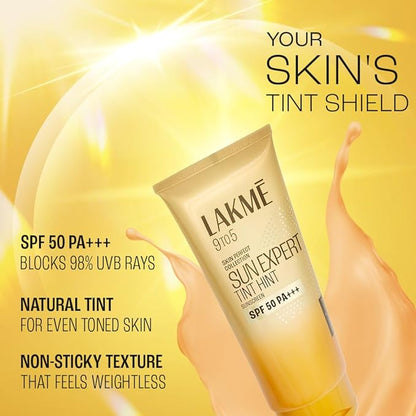 Lakme Sun Expert Tinted Sunscreen 50 SPF PA+++, Natural Tone, With Cucumber, Lightweight, Ultra Matte Finish, Blocks Upto 97% Harmful Sunrays, 100 ml