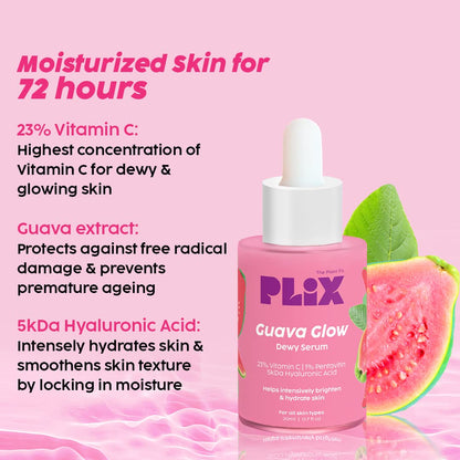 PLIX - THE PLANT FIX 23% Vitamin C Guava Face Serum for Skin Brightening, Clear, Glowing & even toned complexion, 20ml (Pack of 1) with Hyaluronic acid & Pentavitin
