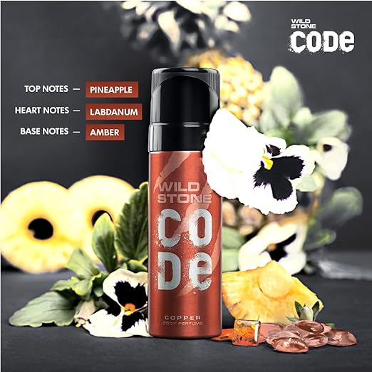 Wild Stone Code Copper No Gas Body Perfume for Men, Long Lasting Energetic Fragrance -120 ml