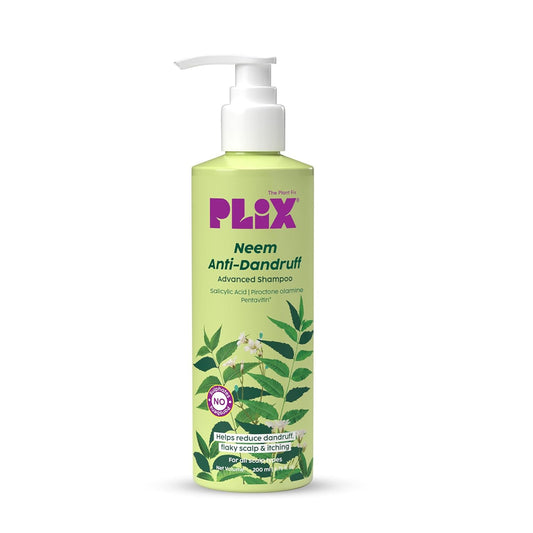 Plix Neem Anti-Dandruff Advanced Shampoo | Piractone Olamine & Pentavitin Paraben & Sulphate Free 200ml