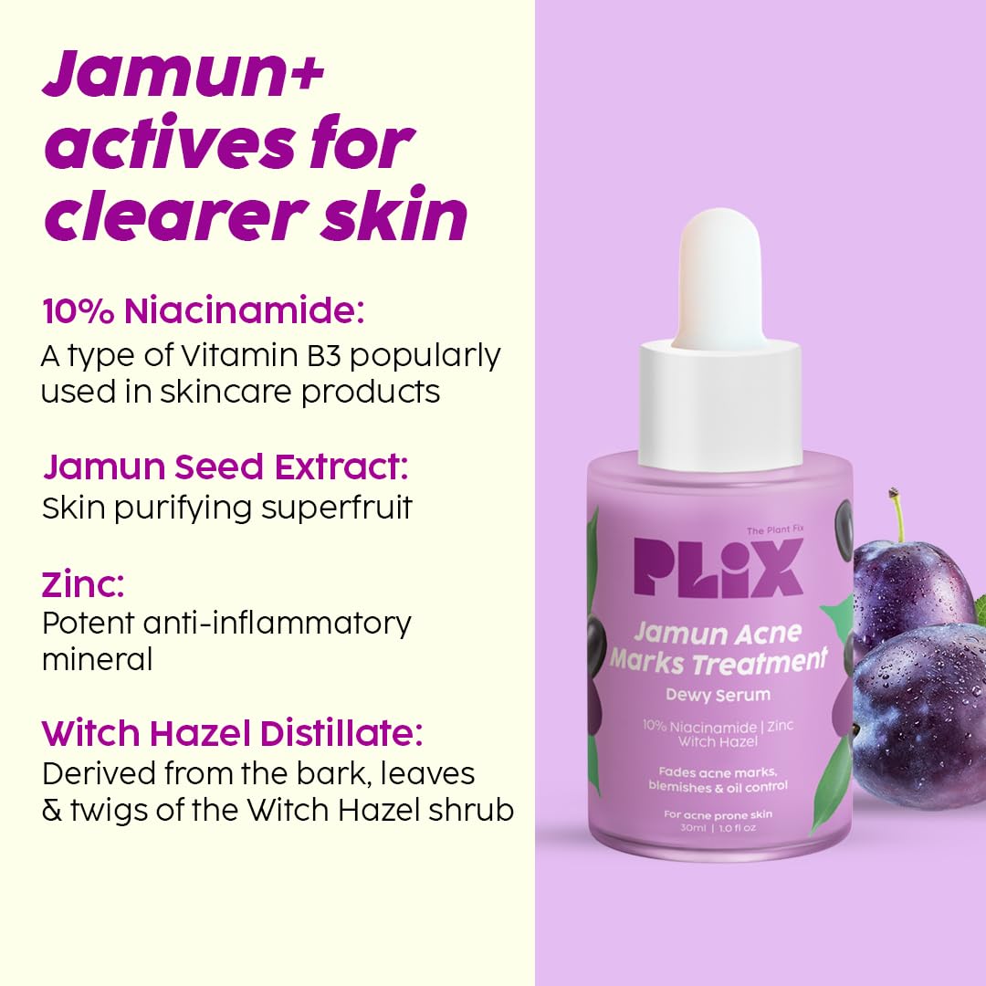 Plix Jamun Face Wash and Acne Marks Serum Combo(100ML + 30ML) For Acne spots & Oil Control, For Breakouts | Oily & Acne Prone Skin