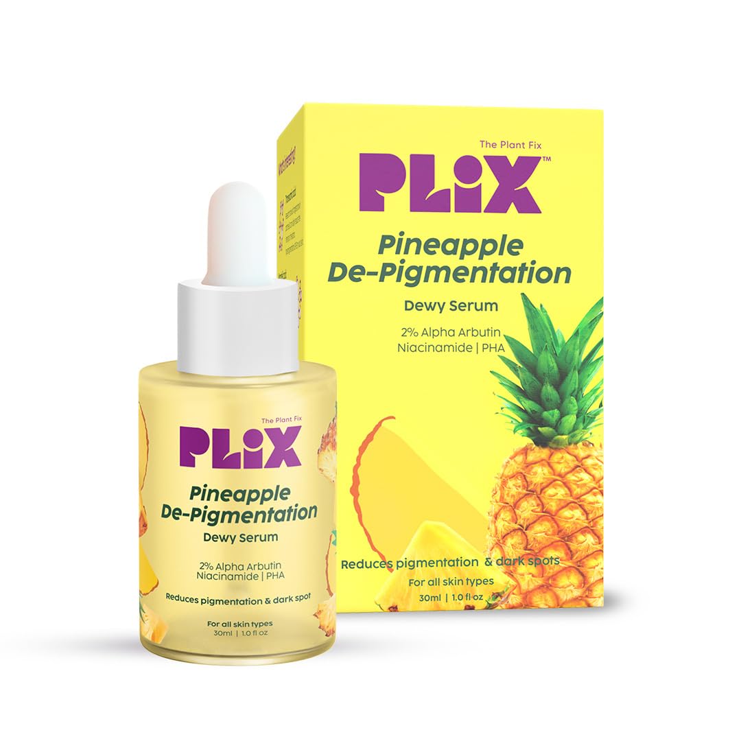 The Plant Fix Plix 2% Alpha Arbutin Pineapple De-Pigmentation Dewy Face Serum for Pigmentation & Dark Spots Removal for Unisex with 10% Niacinamide, 5% 30ml