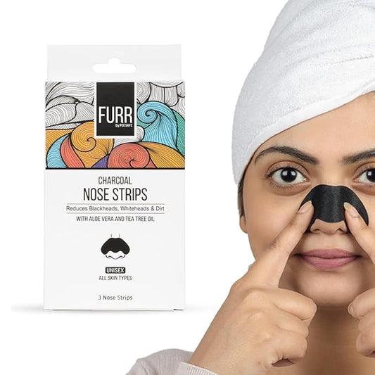 FURR By Pee Safe Blackhead Remover Bamboo Charcoal Nose Strips (Pack of 3) | With Aloe Vera & Tea Tree Oil | Reduces & Prevents Blackheads, Whiteheads, Dirt and Oil | Cleanses Pores