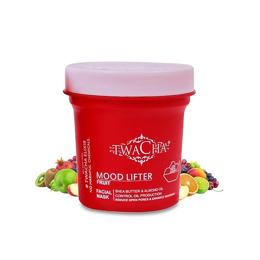 Twacha Moodlifter Fruit Facial Mask with Shea Butter & Almond Oil |Controls Oil Production,Reduce Open Pores & Brightens Skin