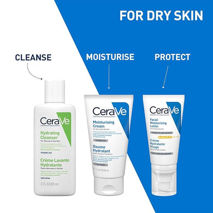 CeraVe Hydrating Cleanser For Normal To Dry Skin (88ml) - Non-Foaming Face Wash with Hyaluronic Acid And Ceramides | Non-Comedogenic, Non-Irritating