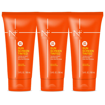 N Plus Professional Sun Screen Tinted SPF 50 with Tinted Effect, Mattifying Sun Protection, UVA & UVB Protection | Pack of 3