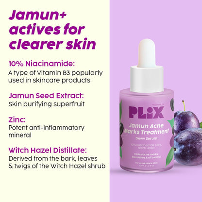 PLIX THE PLANT FIX Jamun Cleanser & 10% Niacinamide Acid Serum With Smoothie Moisturizer Combo l Detoxifies The Skin l Reduces Acne Marks l Fades Blemishes