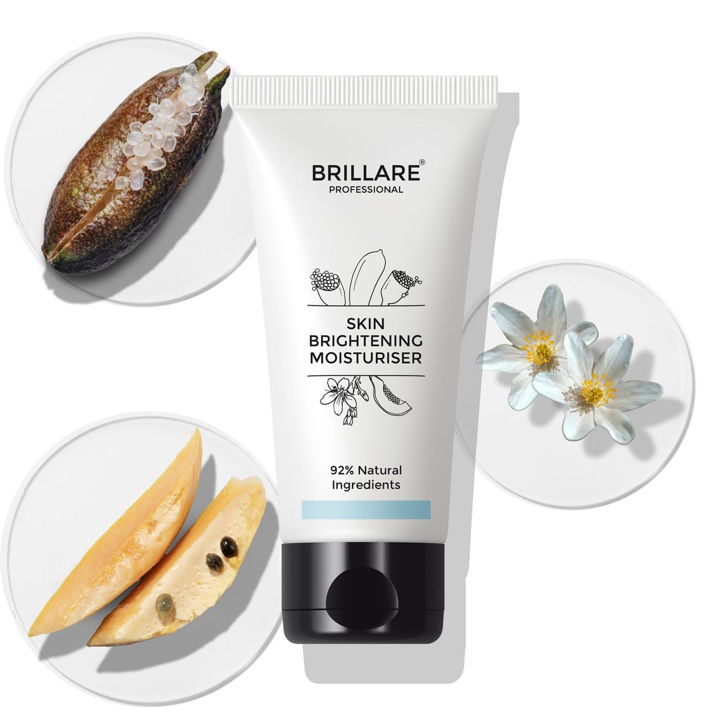 Brillare Professional Skin Brightening Natural Moisturiser With Lime Cavier and Papaya, Reduces Tanning, Helps in Brighten Skin Tone, 50 ml