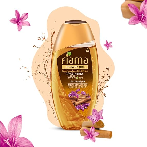 Fiama Body Wash Shower Gel Golden Sandalwood Oil and Patchouli, 250ml, Body Wash for Women & Men with Skin Conditioners for Soft and Luxurious Skin