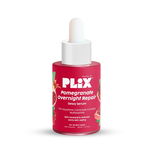 PLIX - THE PLANT FIX Pomegranate Overnight Repair Dewy Serum (30ml) for Ageless Younger Skin | Reduce Fine Lines & Wrinkles | Collagen Boosting, Hydrating Serum
