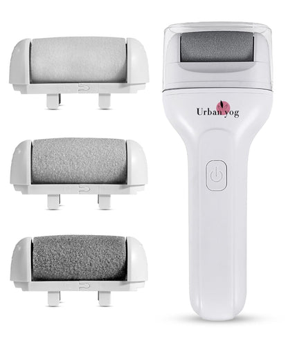 Urban Yog Callus Remover, Foot Scrubber For Dead Skin, With 3 Interchangeable Head Rollers, Rechargeable, Callus & Dead Skin Removal, 2 Speed Settings, Fast Type-C Charging, 1200mAh Battery