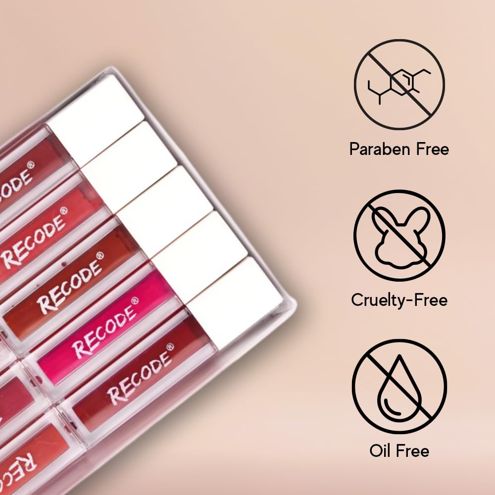 Recode Silky Matte Liquid Lipstick Combo -Smudge-Proof Transfer-Proof Long lasting Pack of 10 Mini Liquid Lipsticks