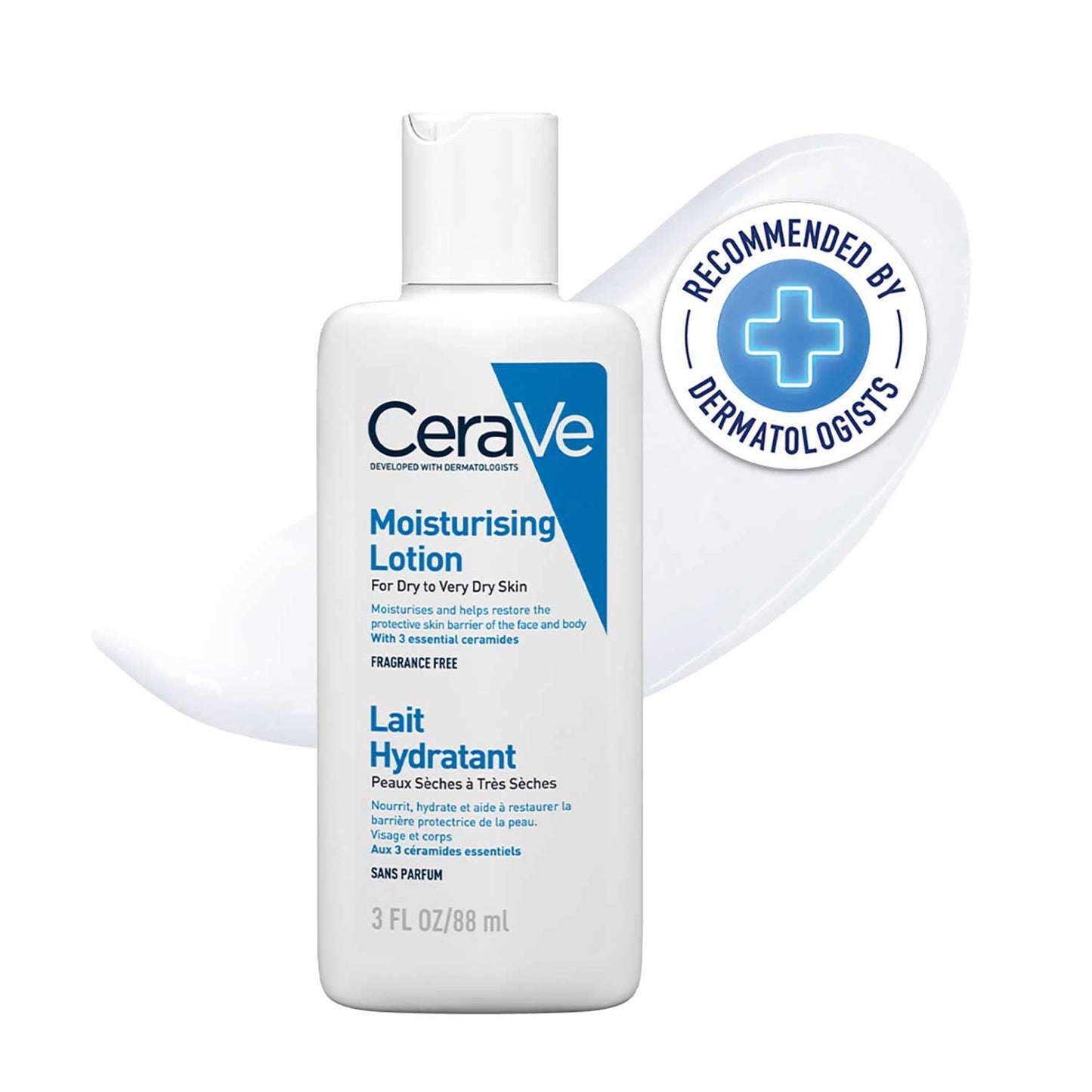 CeraVe Moisturizing Lotion For Dry Skin (88ml) - Formulated With 3 Essential Ceramides And Hyaluronic Acid | Non-Comedogenic, Oil Free