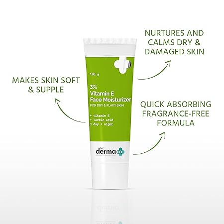 The Derma Co 3% Vitamin E Face Moisturizer With Vitamin E & Lactic Acid For Dry & Flaky Skin - 100 G