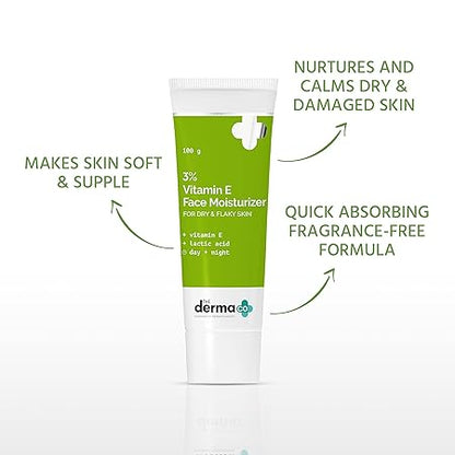 The Derma Co 3% Vitamin E Face Moisturizer With Vitamin E & Lactic Acid For Dry & Flaky Skin - 100 G