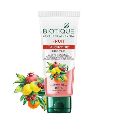 Biotique Fruit Brightening Face Wash| Ayurvedic and Organically Pure| Advanced Swiss Technology |100% Botanical Extracts 100ml