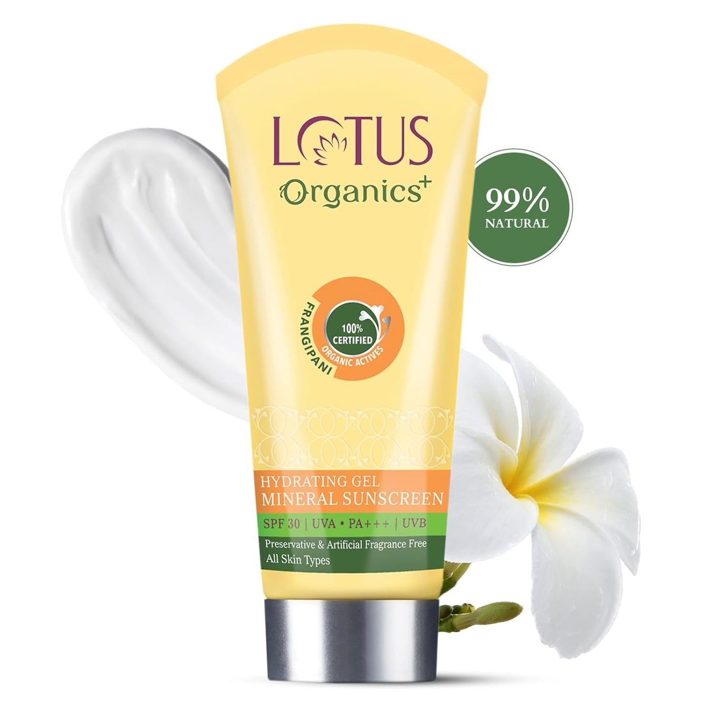 Lotus Organics+ Hydrating Gel Mineral Sunscreen SPF 30 PA+++ - 100% Chemical Free, Certified Organic Actives (100gm)
