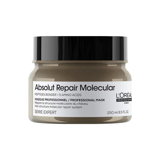 L'Oréal Professionnel Absolut Repair Molecular Deep Repairing Rinse-off Cream Mask for Damaged Hair - 250 ml | Repairs Very Damaged Hair and Restores Strength With 2% Peptides Bonder & 5 Amino Acids