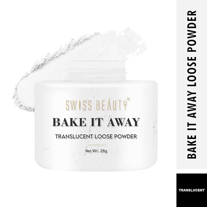 SWISS BEAUTY Bake It Away Makeup Natural Loose Powder | Lightweight Setting Powder | Loose Compact Powder For All Skin Types | Shade - Transparent, 28G