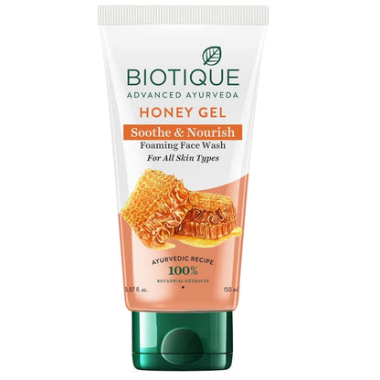 Biotique Honey Gel Soothe & Nourish Foaming Face wash, Soap Free Formula, Reduce Dryness 150ml