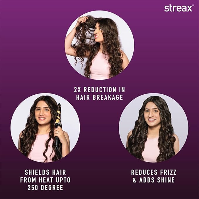 Streax Heat Protection Spray for Hair -100 Ml, Hair Styling Spray for Women & Men | Heat Protectant Spray for hair Upto 250°C & 2X Less Hair Breakage I Frizz Free & helps in Damage Control I Enriched with Jojoba Seed Oil that adds shine to hair