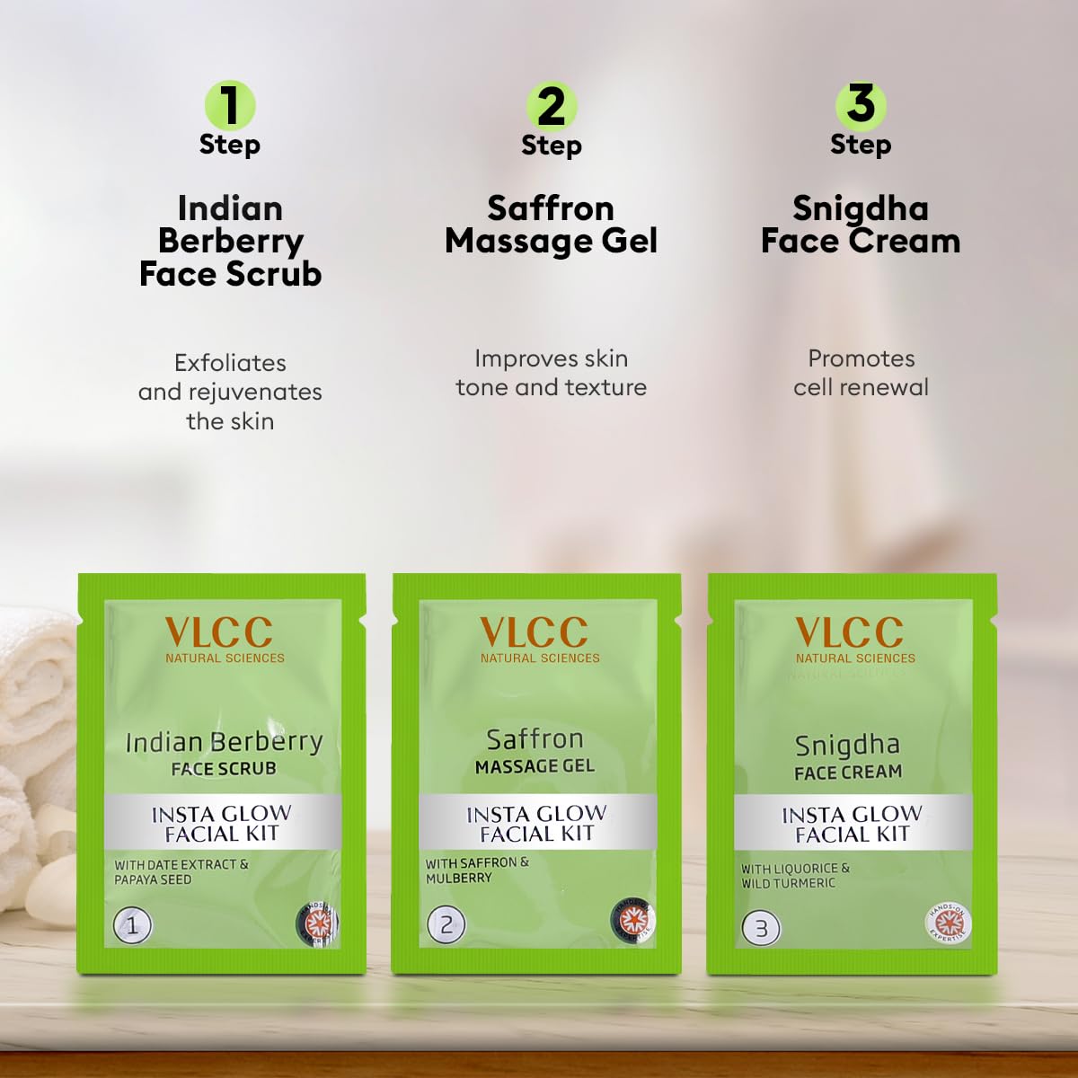 VLCC Salon Series Insta Glow Facial Kit (240 g + 12 ml)