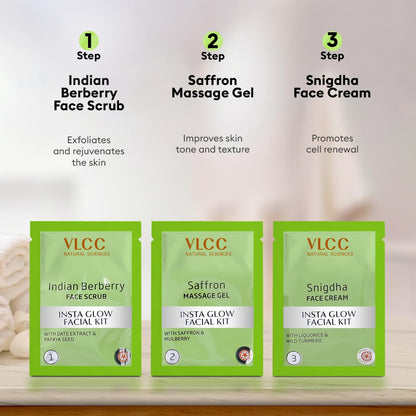 VLCC Salon Series Insta Glow Facial Kit (240 g + 12 ml)