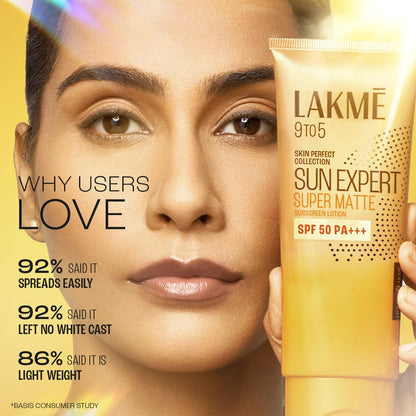 Lakme Sun Expert SPF 50 PA+++ Super Matte Lotion Sunscreen, Lightweight, Non Sticky,50ml