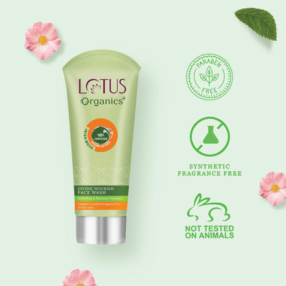Lotus Organics+ Divine Nourish Face Wash | Sulphate Free | Gentle Cleaning | 100% Certified Organic Irish Moss | All Skin Types 100 ml