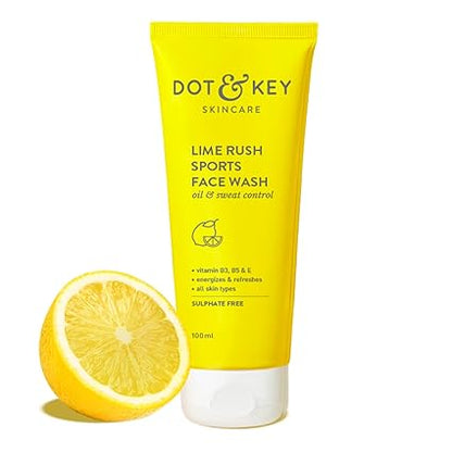 DOT & KEY Lime Rush Sports Face Wash Deep Cleans Oil, Sweat & Dirt For Refreshingly Clean & Oil Free Skin 100ml