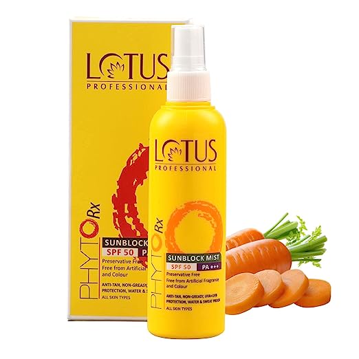 Lotus Professional PhytoRx Anti - Tan Sunscreen Sunblock Mist | SPF 50 | With Preservative Free Vitamin E | 100ml