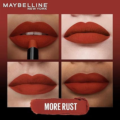 Maybelline New York Lipstick, Matte Finish, Bold Colour, Enriched With Jojoba Oil, Color Sensational Ultimattes, 899 More Rust