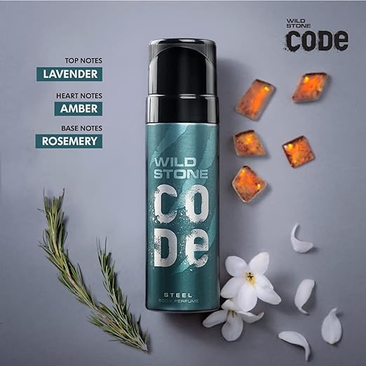 Wild Stone Code Steel No Gas Body Perfume for Men, Long Lasting Refreshing Fragrance for Office Wear -120 ml