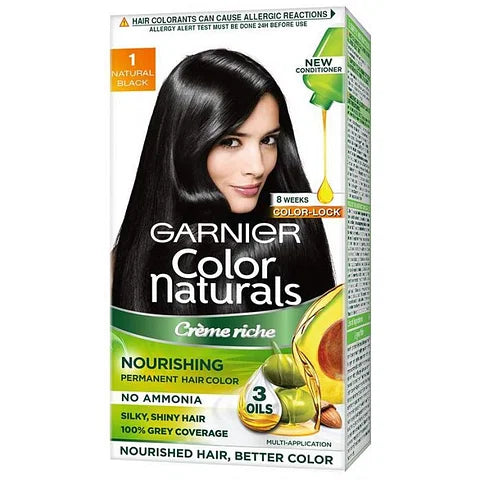 Garnier Color Naturals Creme Hair Color - 1 Natural Black (70ml+ 60gm)