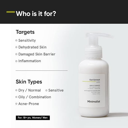 Minimalist Gentle Face Wash With 6% Oat Extract & Hyaluronic Acid For Sensitive Skin (Dry to Normal) Sulphate Free
