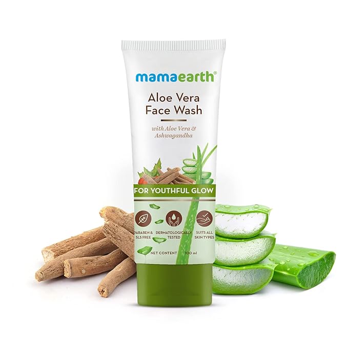 Mamaearth Aloe Vera Face Wash with Aloe Vera & Ashwagandha for a Youthful Glow - 100 ml