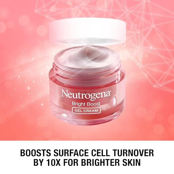 Neutrogena Bright Boost Gel Face Cream | Glowing Skin w/Neoglucosamine | Dark Spot Reduction | Oil-Free, Alcohol-Free, Non-Comedogenic | For Men & Women | 50g