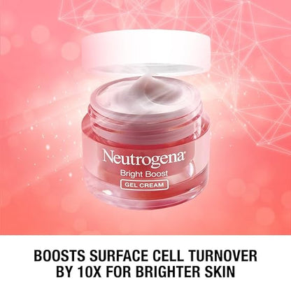 Neutrogena Bright Boost Gel Face Cream | Glowing Skin w/Neoglucosamine | Dark Spot Reduction | Oil-Free, Alcohol-Free, Non-Comedogenic | For Men & Women | 50g