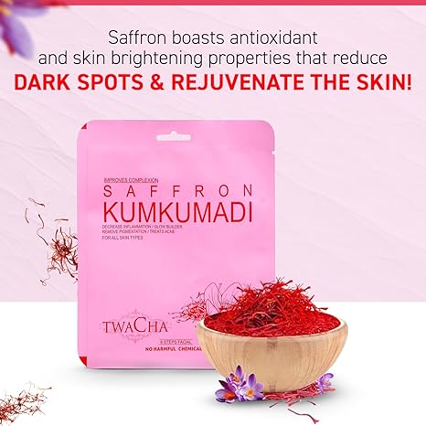 TWACHA Saffron Kumkumadi Facial Kit | Improves Complexion,Remove Dark Spots & Gently Exfoliates