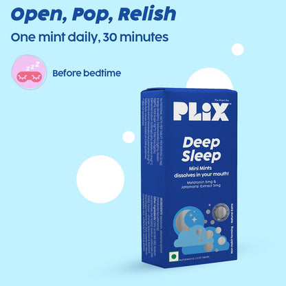 Plix Melatonin Tablet Deep Sleep Oral Dissolving Mini Mints Effervescent Supporting Restful Sleep | Non Habit Forming | Melatonin And Jatamansi Extracts (5Mg)