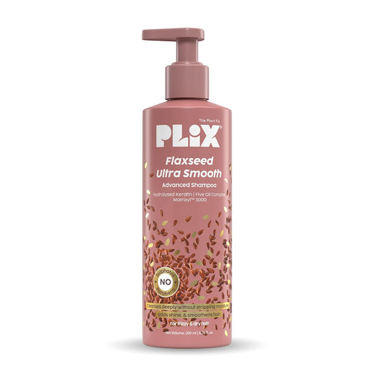 PLIX - THE PLANT FIX Flaxseed Ultrasmooth Advanced Shampoo | Plant Keratin PF & Flaxseed Oil | For Smooth & Shiny Hair | Paraben & Sulphate Free 200ml