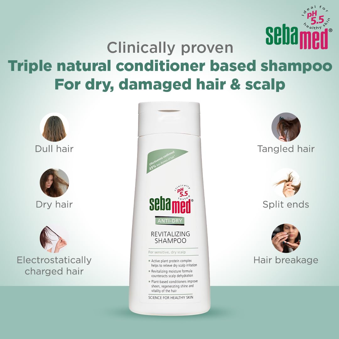 Sebamed Anti-Dry Revitalizing Shampoo | pH 5.5 I Confirmed 49% less dryness in 3 weeks | Dermatologically & clinically tested | 200ml