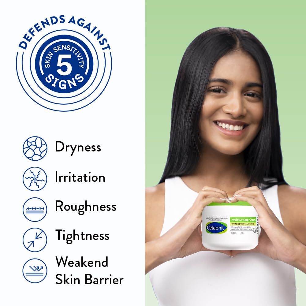 Cetaphil Moisturising Cream for Face & Body,Dry to Normal skin, 450 gm, Paraben & Sulphate free, Niacinamide &Vitamin B5