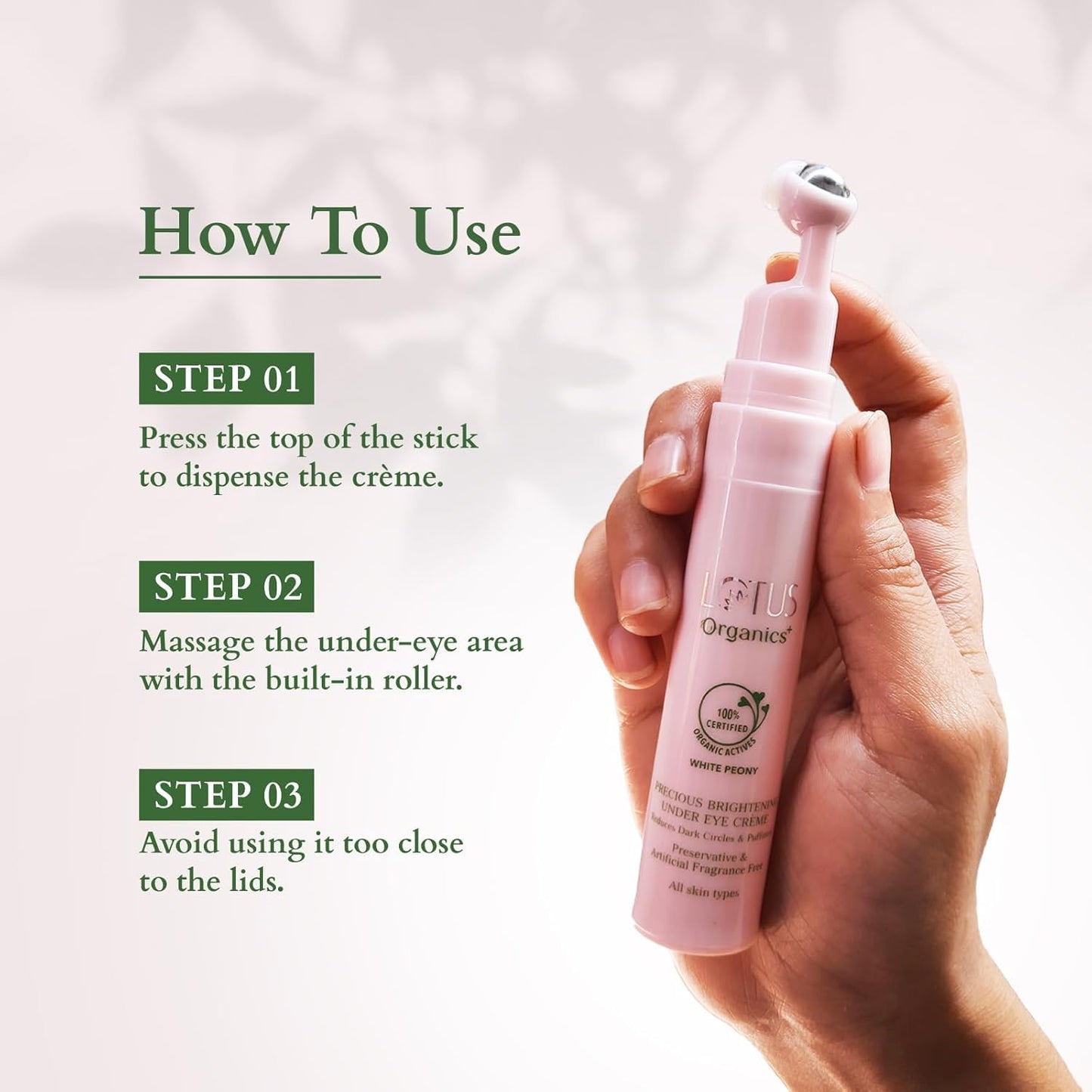 Lotus Organics+ Lotus organic + Precious Brightening Under Eye Cream | 100% Organic White Peony | Sulphate & Paraben Free 15g