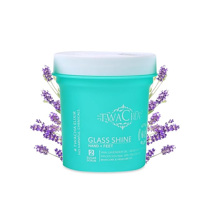 Twacha Glass Shine Pedicure-Manicure Hand & Foot Care Kit with Lavender Oil|Removes Tan Instantly|Professional Spa Like Treatment at Home| Ideal for both Men & Women