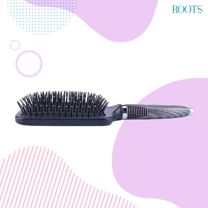 ROOTS Truglam Grey Paddle Hair Brush | Soft Tip Flexible Bristles | Prevent Scalp Scraping & Cuticle Damage |Length - 10 Inch, Model No - SLV88