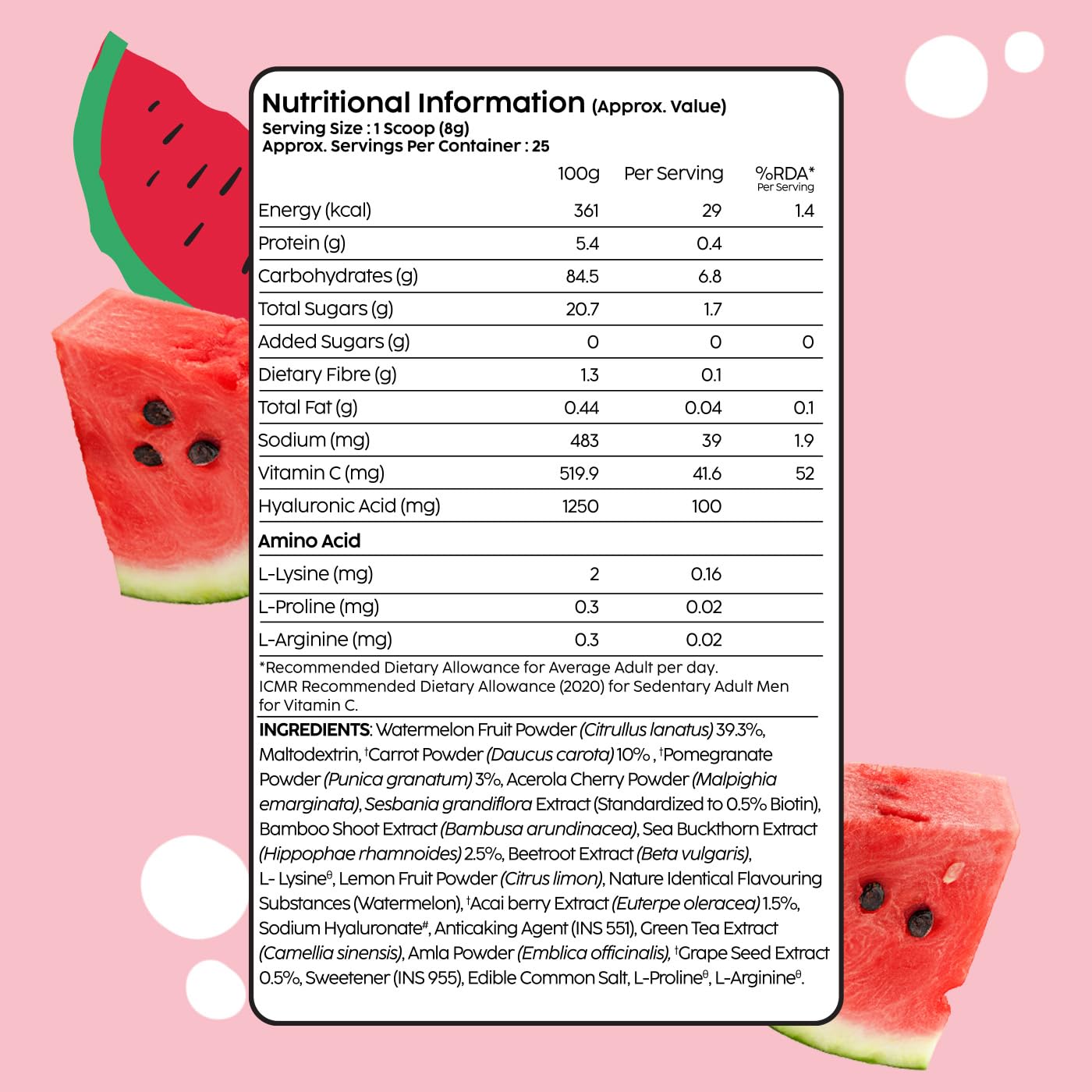 PLIX – THE PLANT FIX | Collagen Booster Powder to Support Healthy Skin | Supports Collagen Production, Antioxidants & Skin Health | Vitamin C, Hyaluronic Acid & Superfood Blend, Watermelon (200 g)
