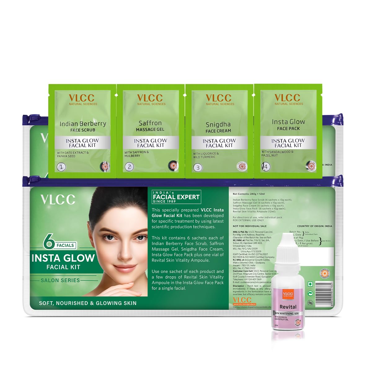 VLCC Salon Series Insta Glow Facial Kit (240 g + 12 ml)