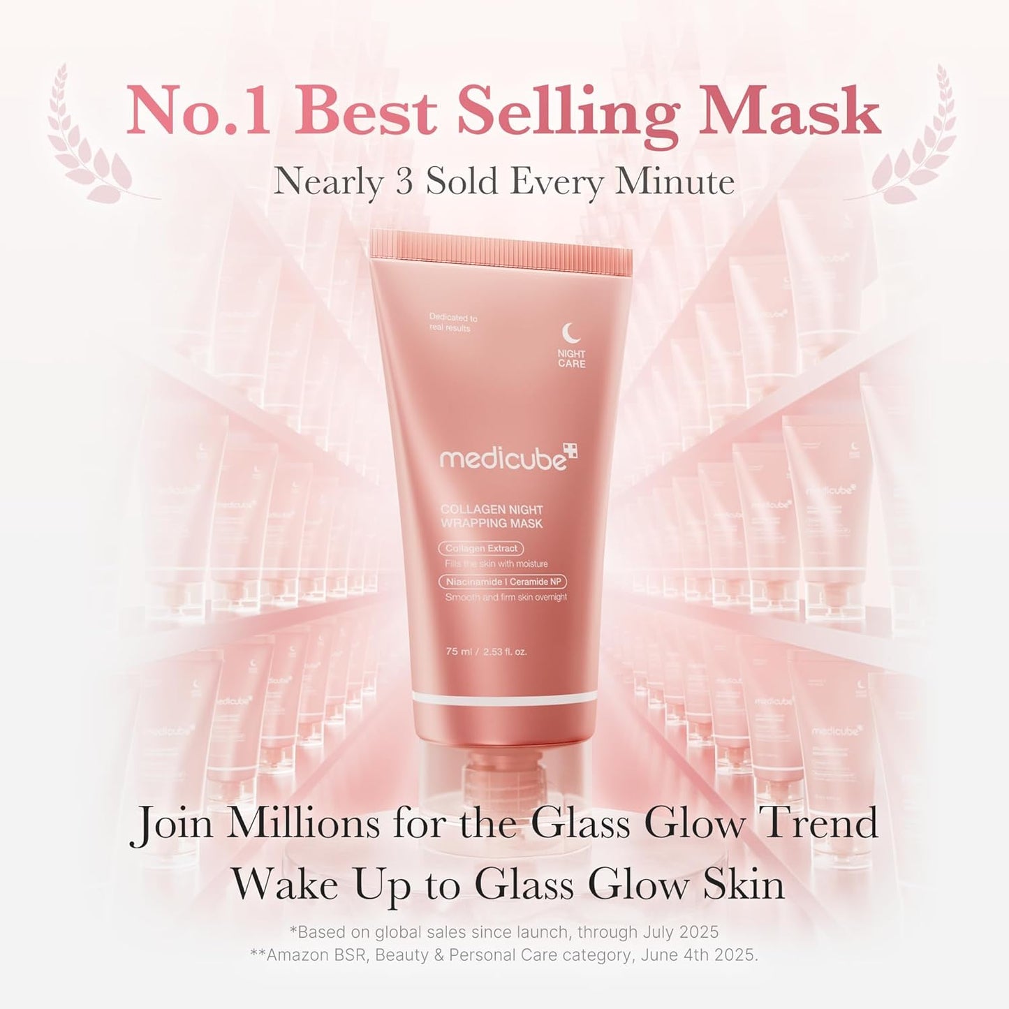 Medicube Collagen Overnight Wrapping Peel Off Facial Mask Pack - Elasticity & Hydration Care, Reduces Sagging & Dullness - Hydrolyzed Collagen For Glowing Skin - Korean Skin Care 75ml