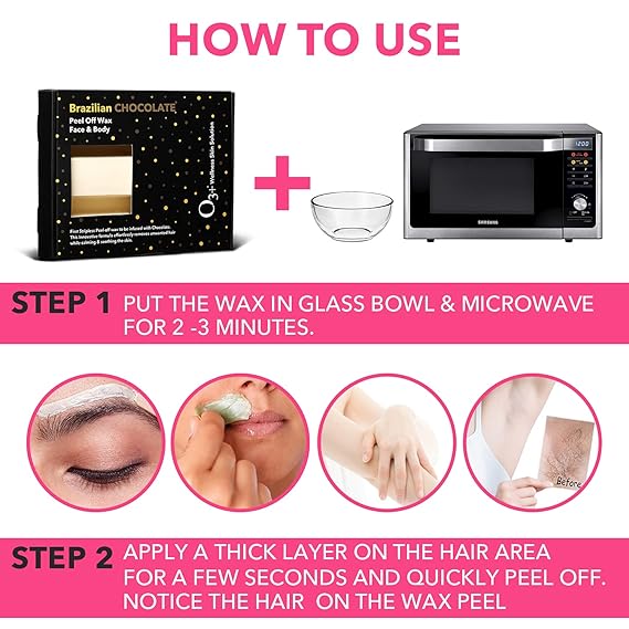 O3+ Brazilian Chocolate Peel Off Wax Professional Body Face Arm Legs Hair Removal Wax for All Skin Type (165 g)